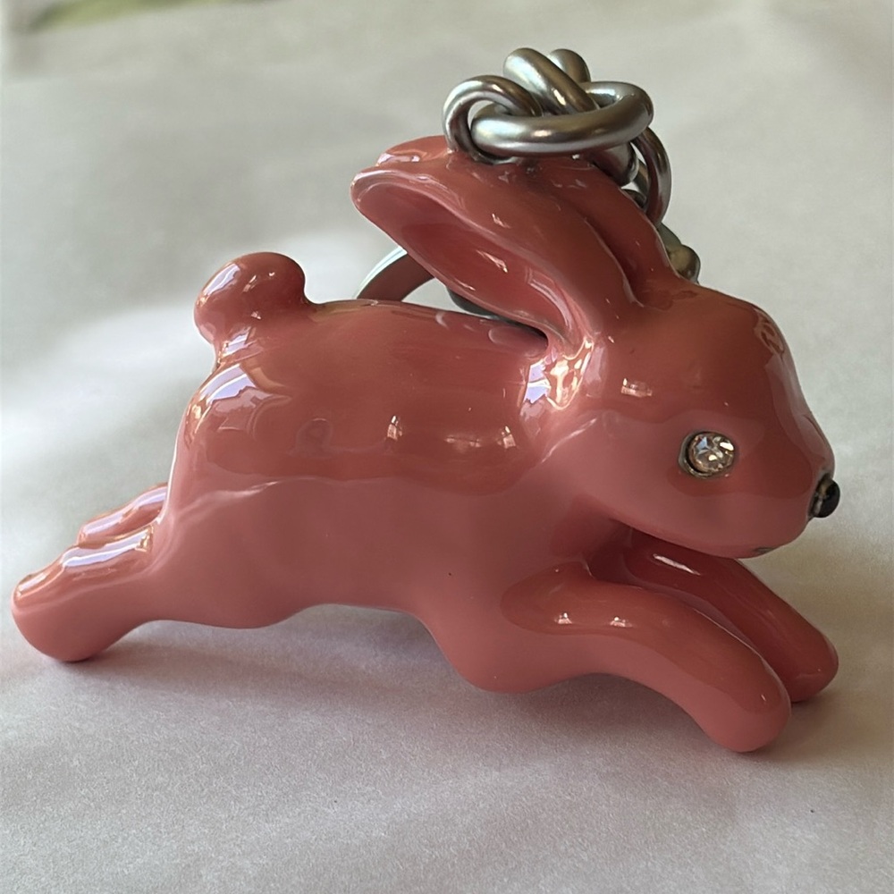 🐰🌸🐰Coach Silver and Pink Bunny Charm Key Chain 🐰🌸🐰  NWT 🐰🌸🐰 - Picture 11 of 16